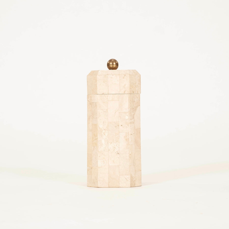 Tessellated Travertine Octagonal Box