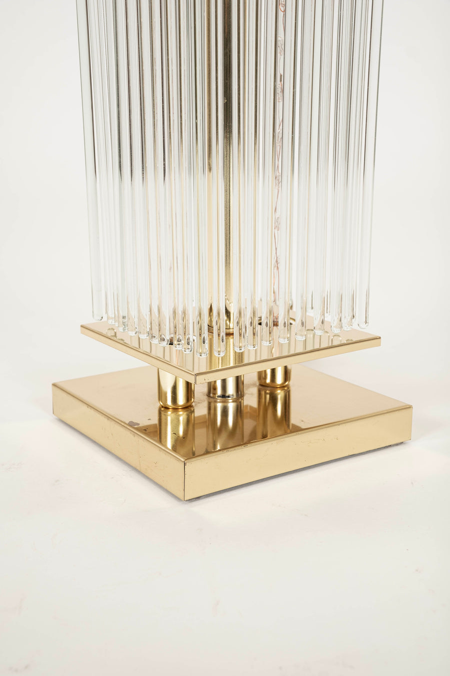 Gaetano Sciolari Glass Rod Brass Table Lamp