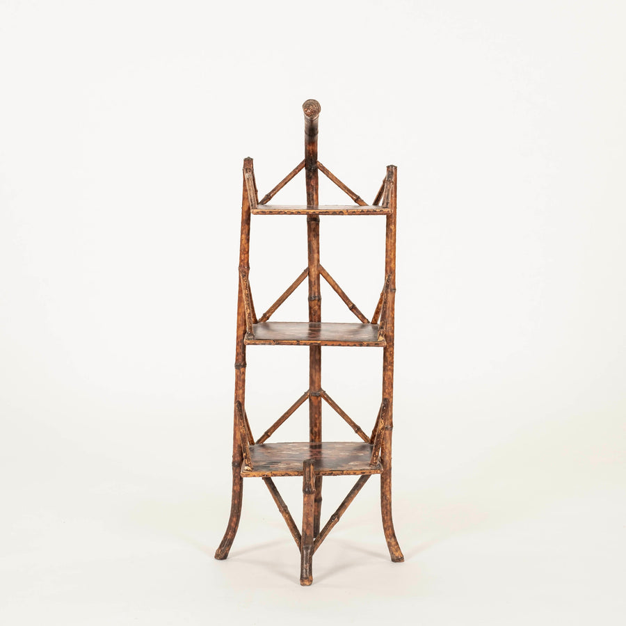19th Century Aesthetic Lacquered Bamboo Etagere