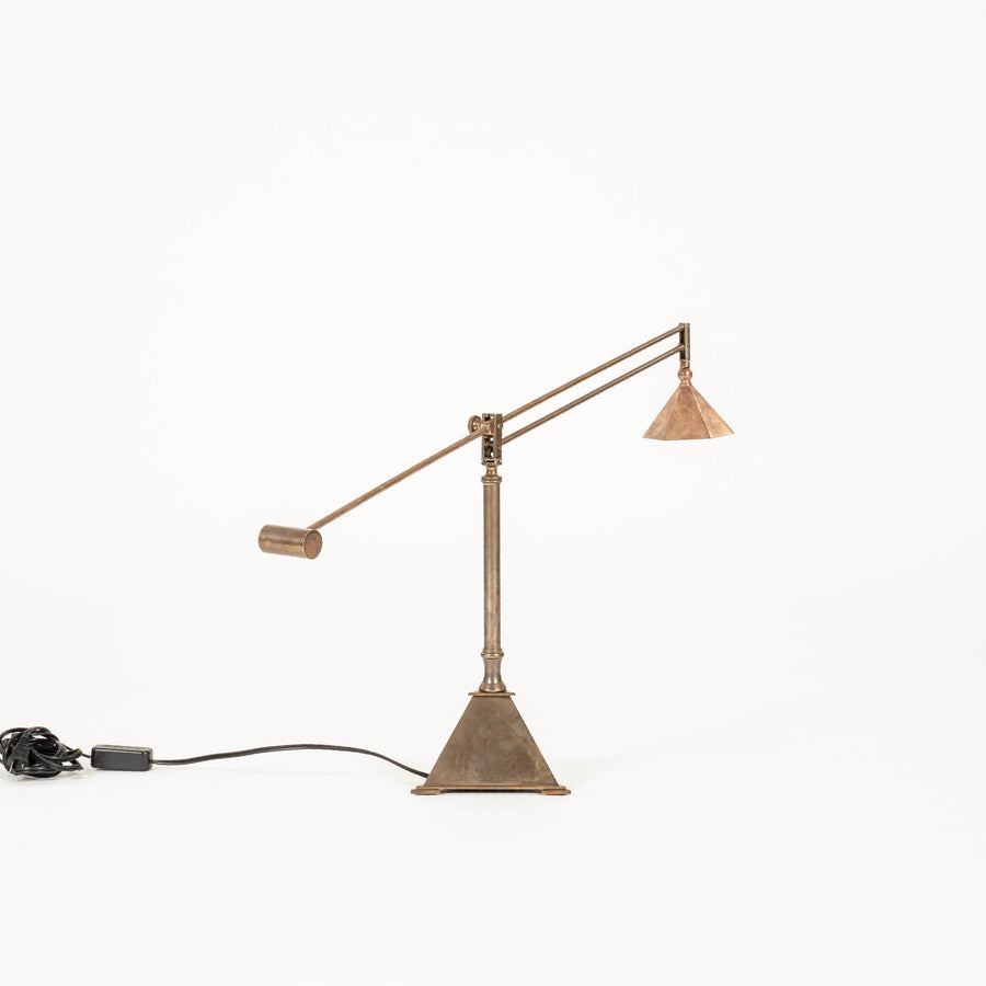 Brass Pyramidal Base Table Lamp