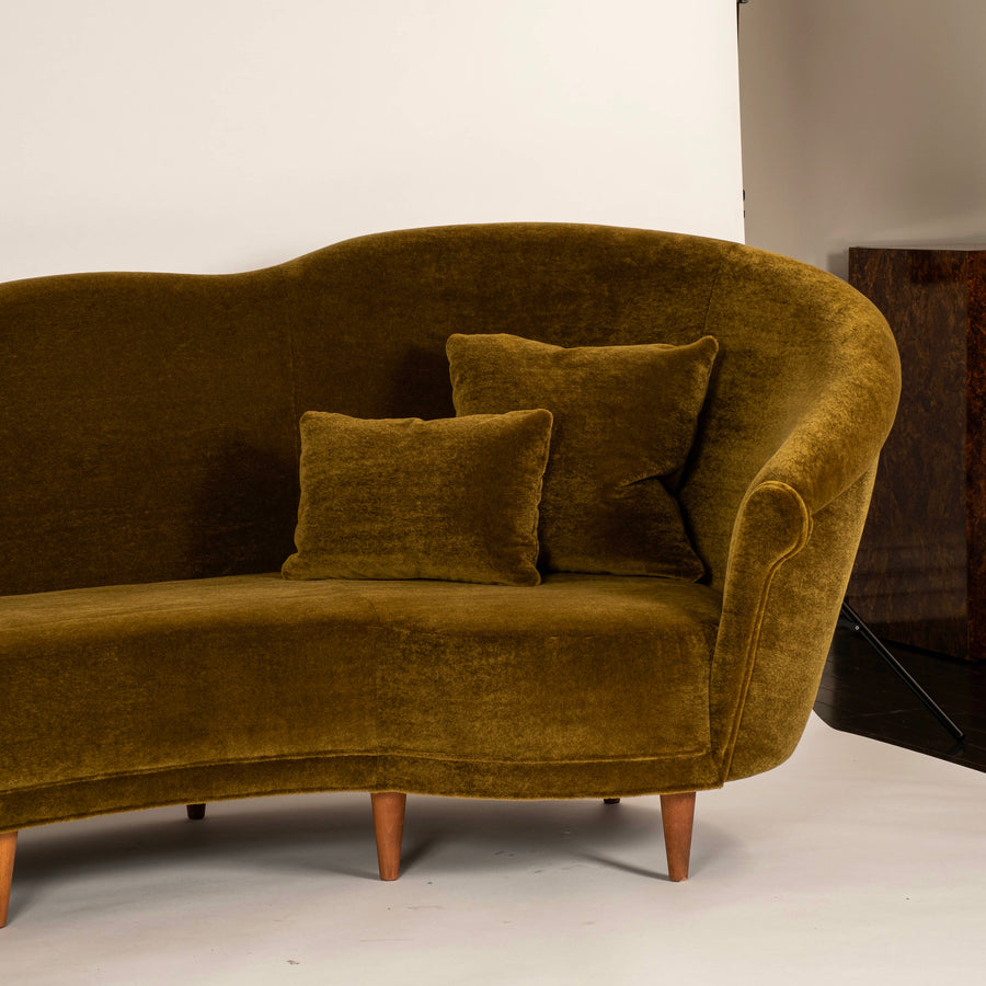 MCM Italian Sofa, Verde Green Mohair