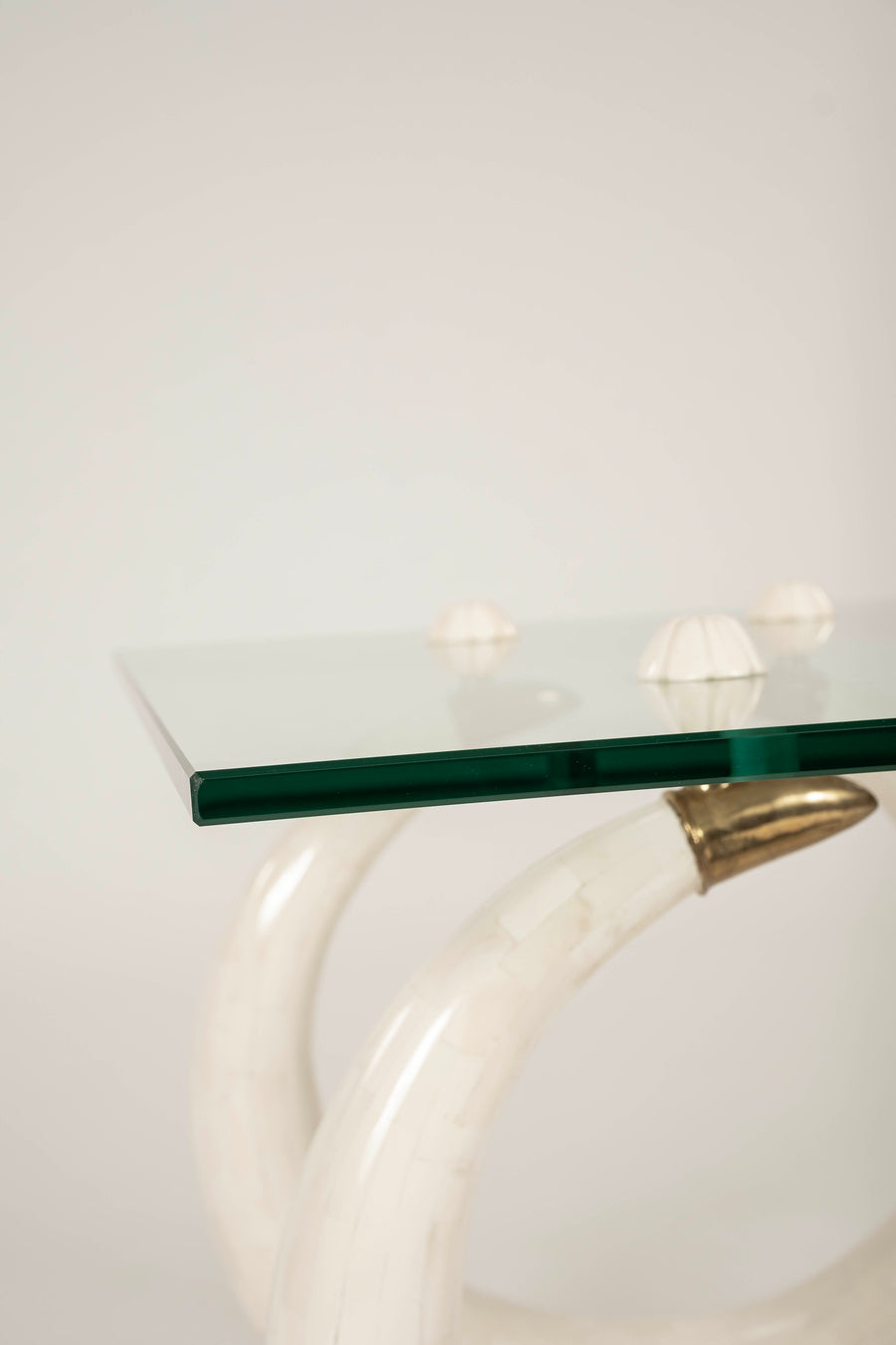 Tessellated Travertine Rings & Glass Side Table