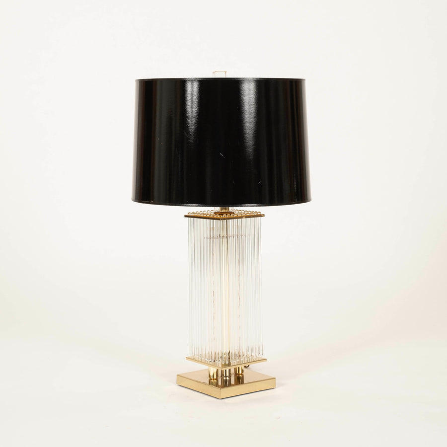 Gaetano Sciolari Glass Rod Brass Table Lamp
