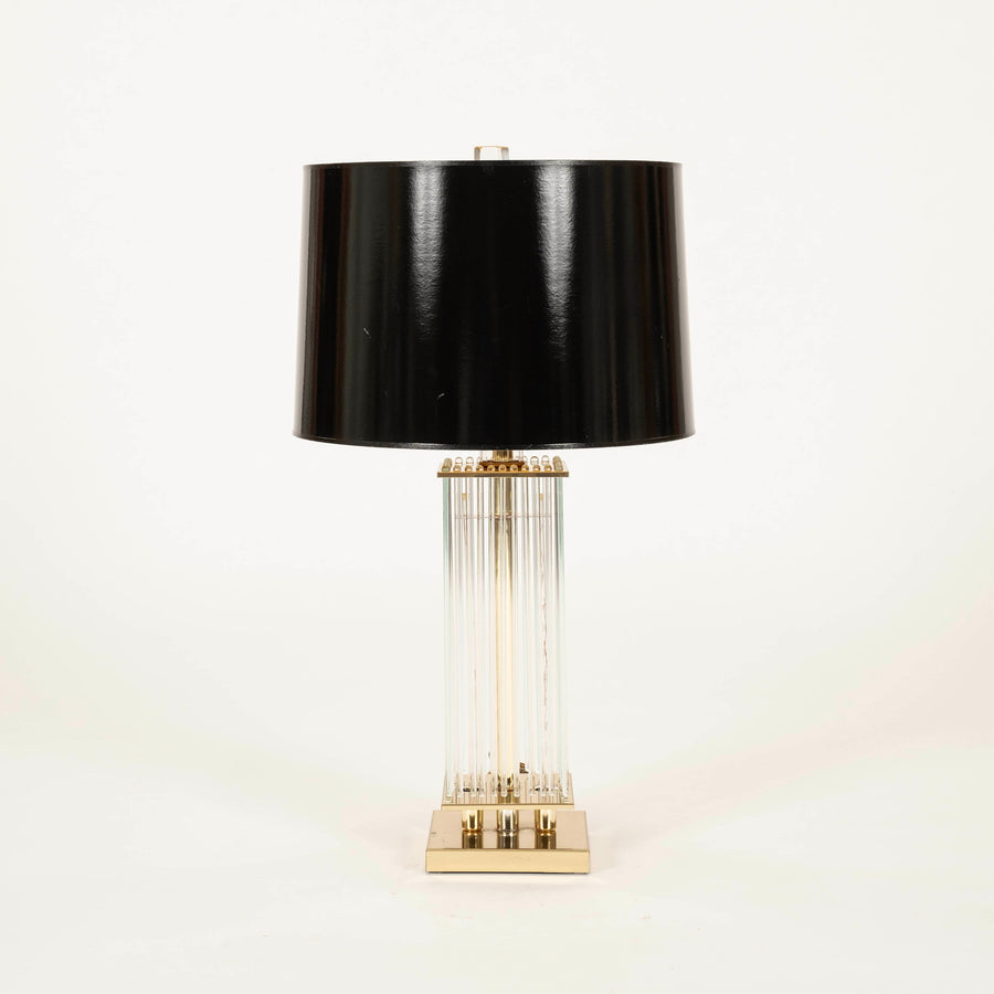 Gaetano Sciolari Glass Rod Brass Table Lamp