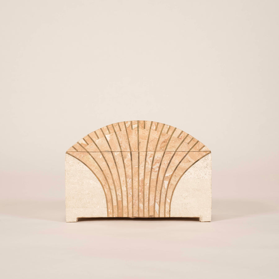 Tessellated Monochrome Mixed Marble & Brass Dome Box