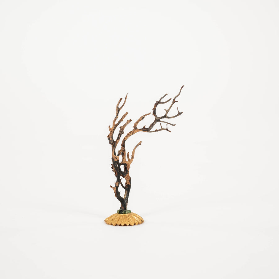 Black Coral Sea Fan Sculpture~ Napoleon III Bronze Doré Fragment