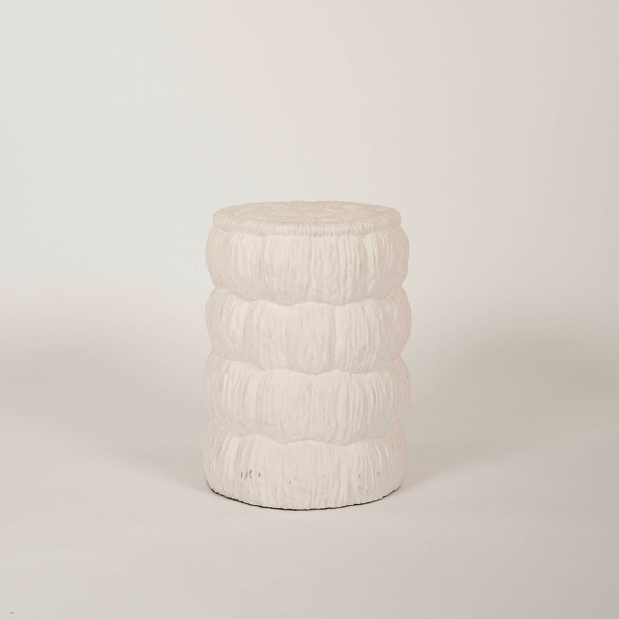 White Ceramic Puffed Garden Stool