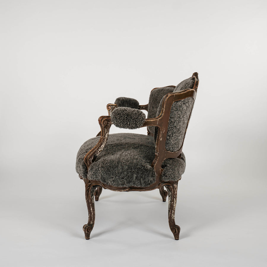 18th Century French Louis XV Sheepskin Bergère