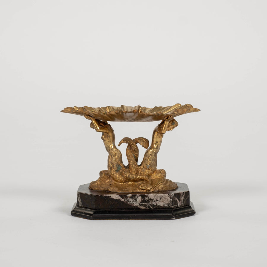 19th Century Empire Gilt Bronze Mermaid Merman Garniture