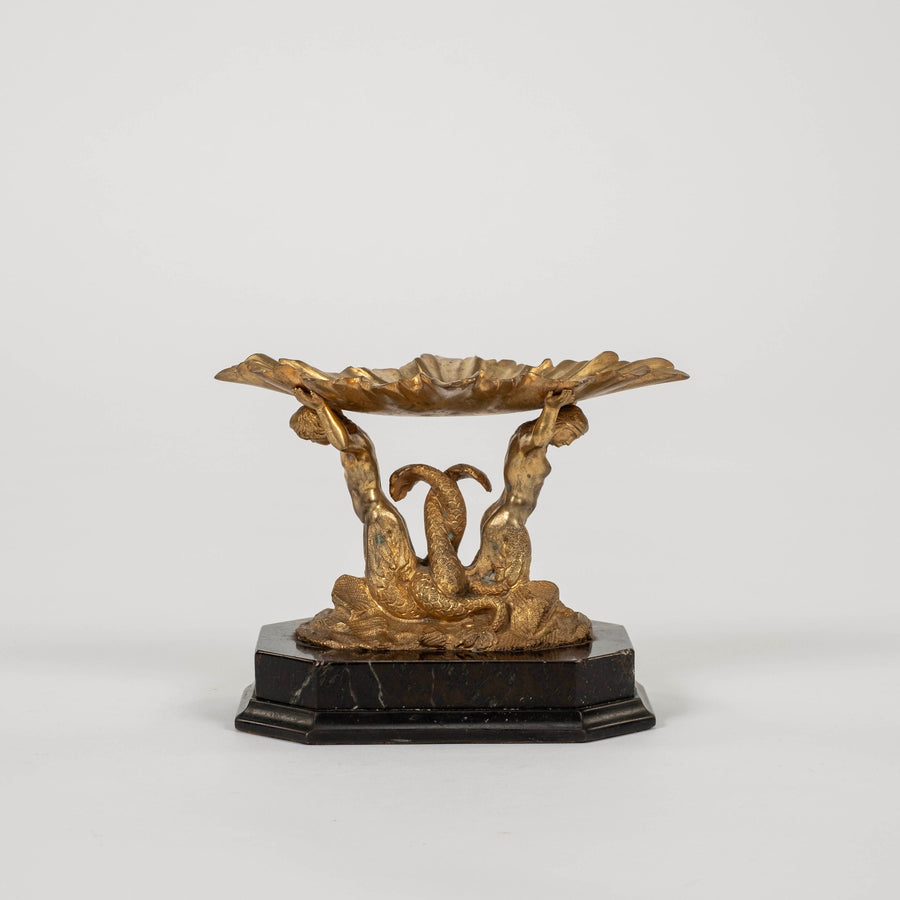 19th Century Empire Gilt Bronze Mermaid Merman Garniture