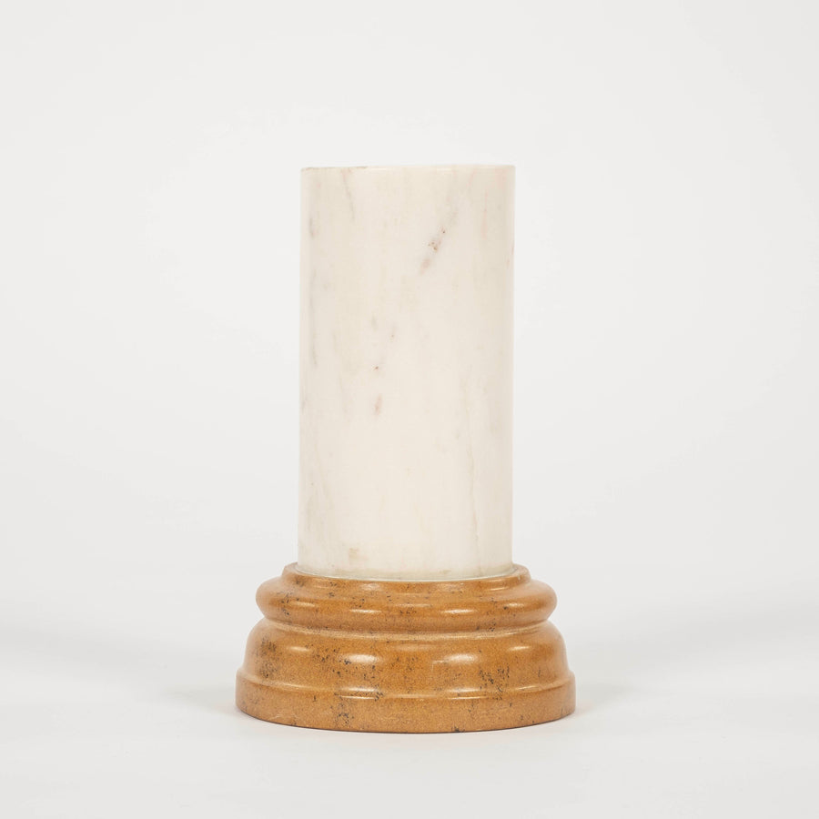 White & Tan Grand Tour Style Marble Pedestal