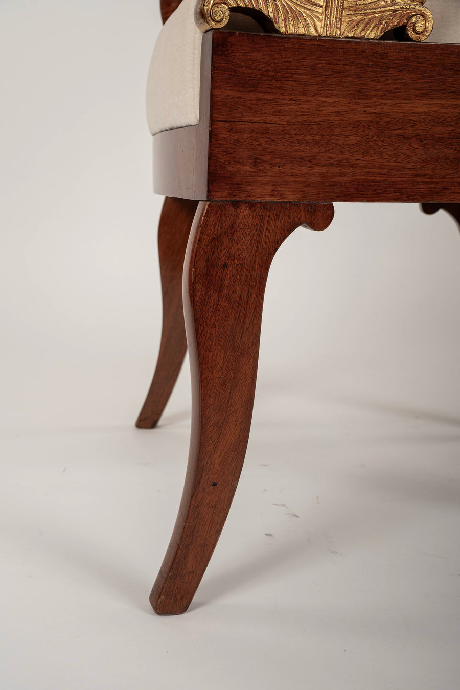 Pair 19th Century Russian Neoclassical Parcel Gilt Mahogany Armchairs