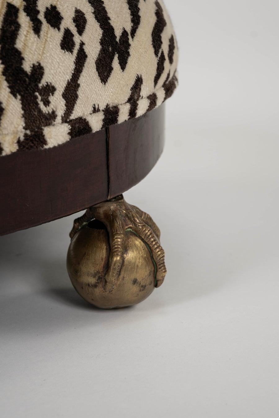 19th Century Nobilis Leopard Velvet Footstool
