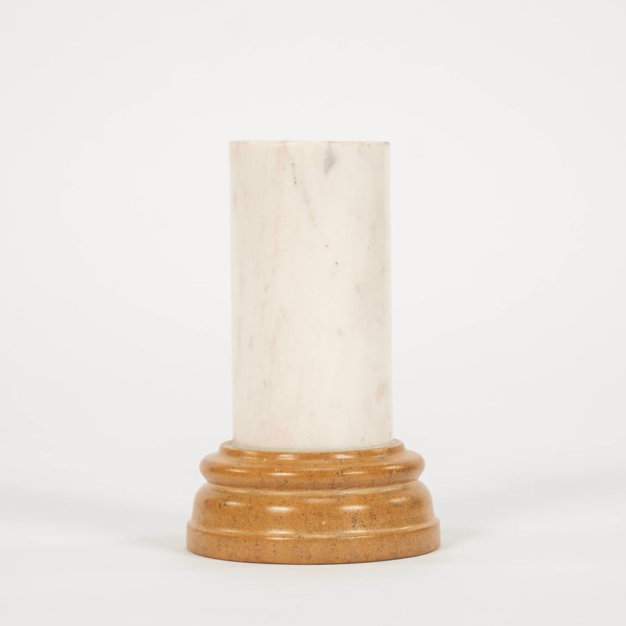 White & Tan Grand Tour Style Marble Pedestal