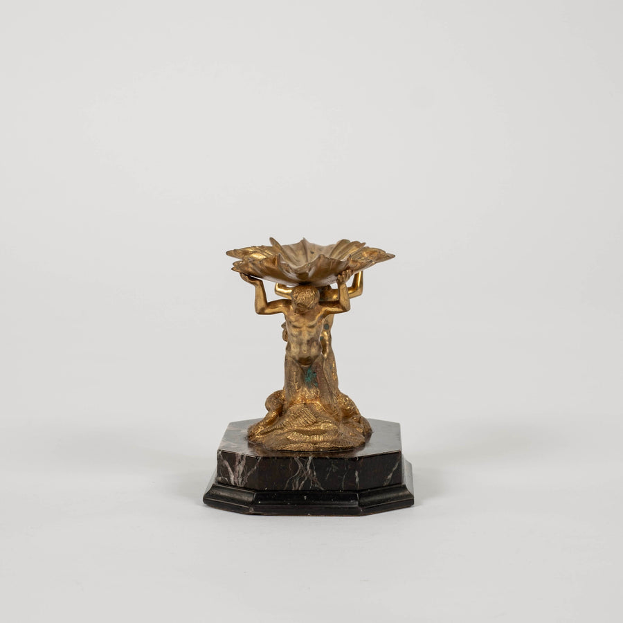 19th Century Empire Gilt Bronze Mermaid Merman Garniture