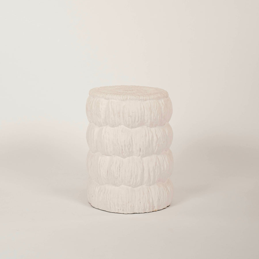 White Ceramic Puffed Garden Stool