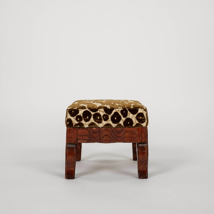 Vintage Pair Clarence House Moss Trocadero Silk Velvet Footstools