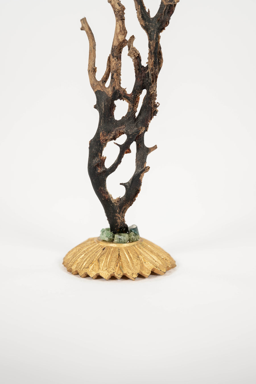 Black Coral Sea Fan Sculpture~ Napoleon III Bronze Doré Fragment