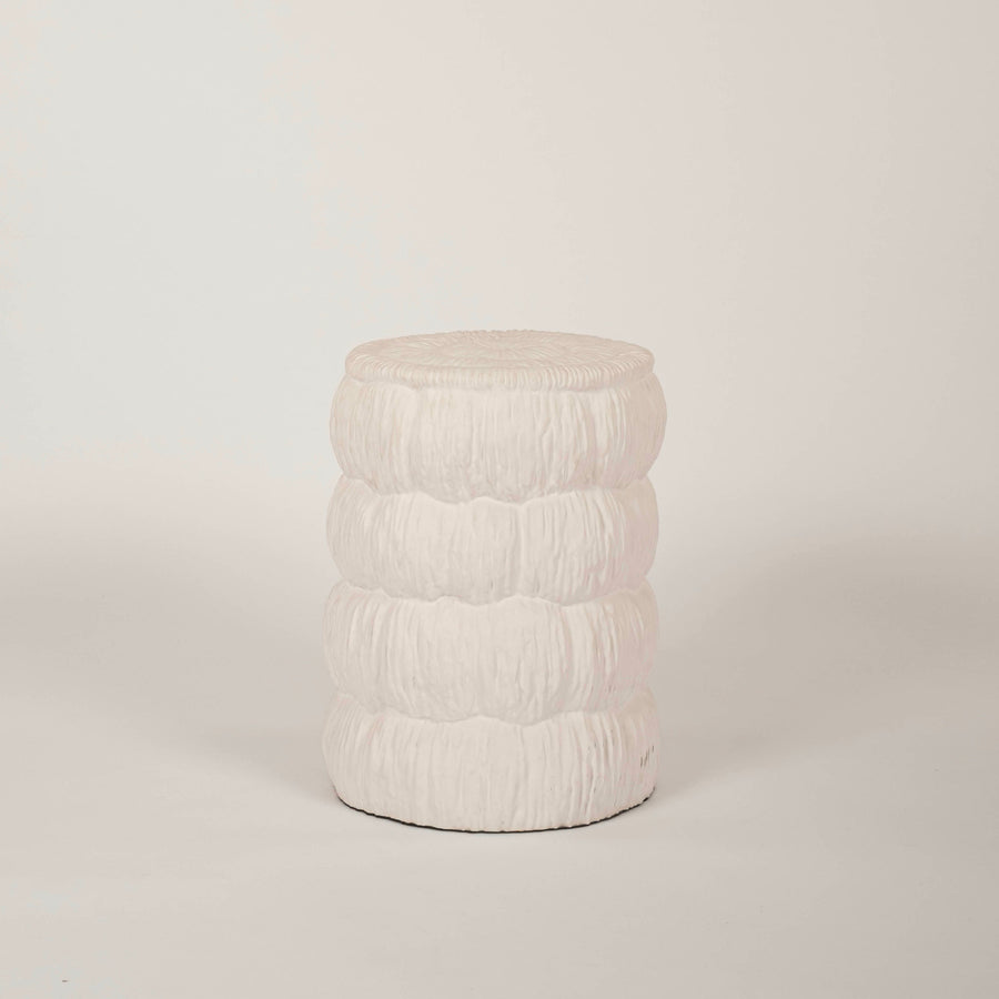 White Ceramic Puffed Garden Stool