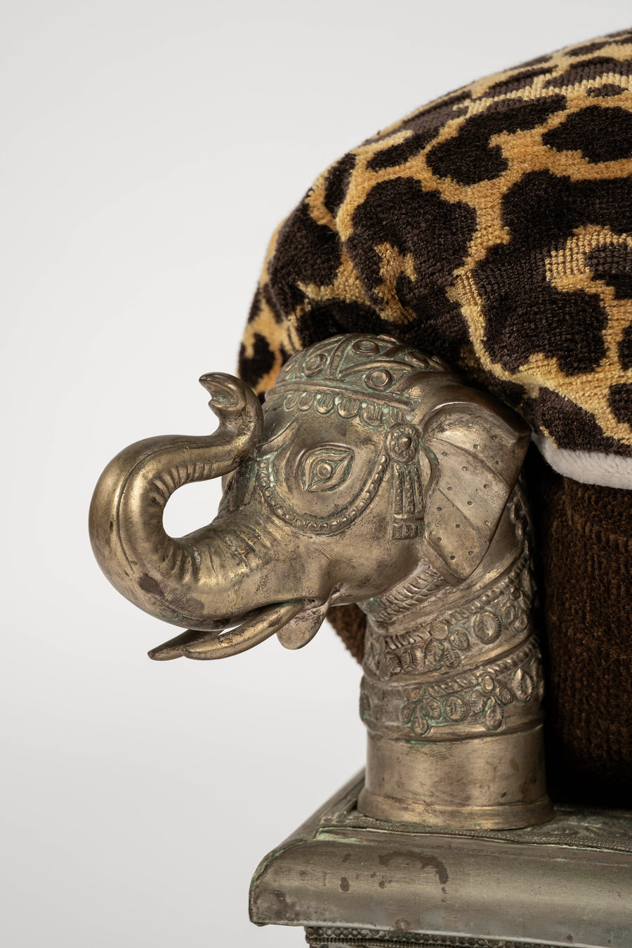 Anglo-Indian Elephant Repousse Ottoman