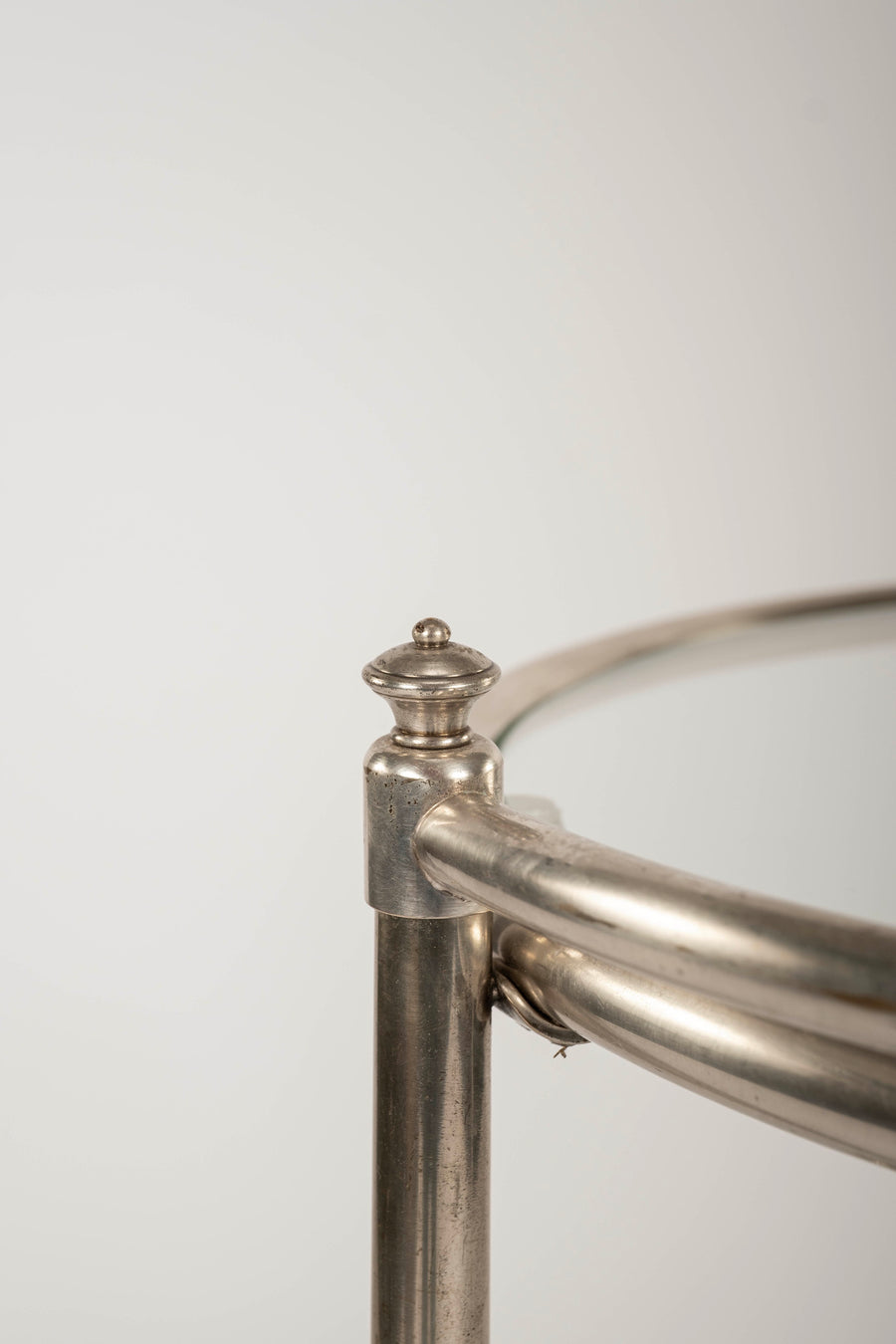 Round Nickeled Bronze and Glass Bar Cart