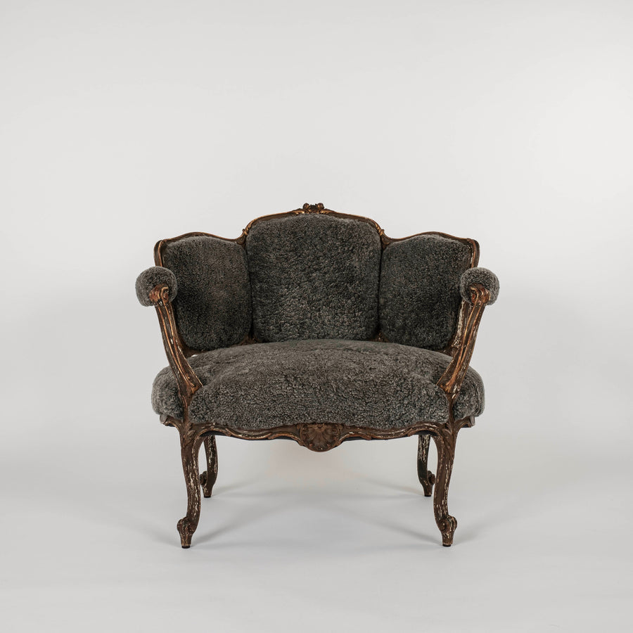 18th Century French Louis XV Sheepskin Bergère