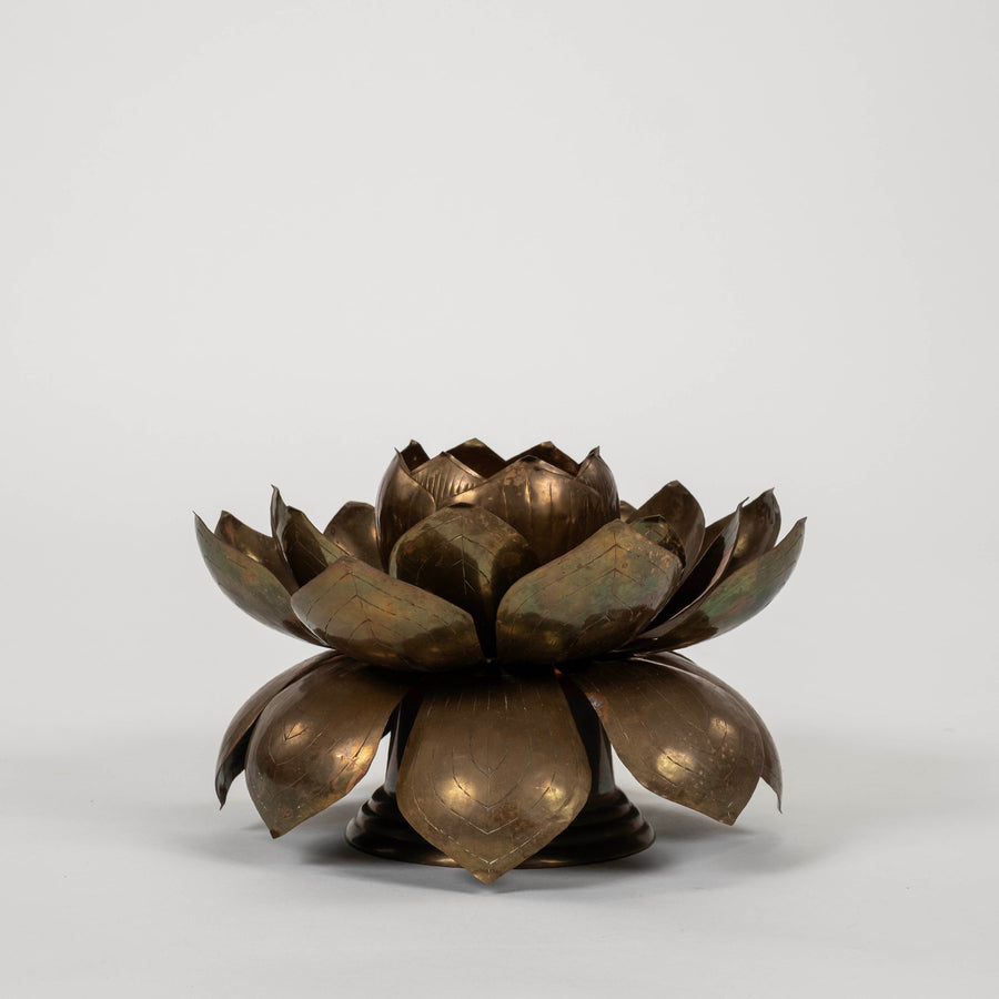 Vintage Brass Lotus Candle Holder