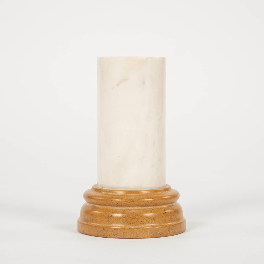 White & Tan Grand Tour Style Marble Pedestal