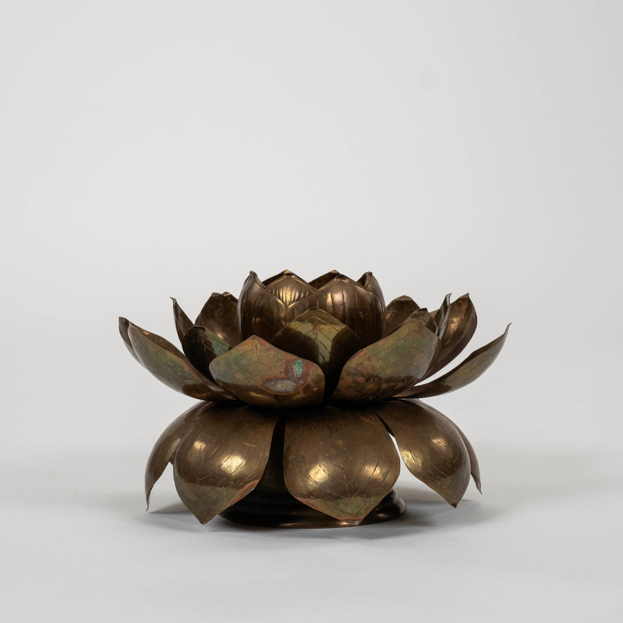 Vintage Brass Lotus Candle Holder