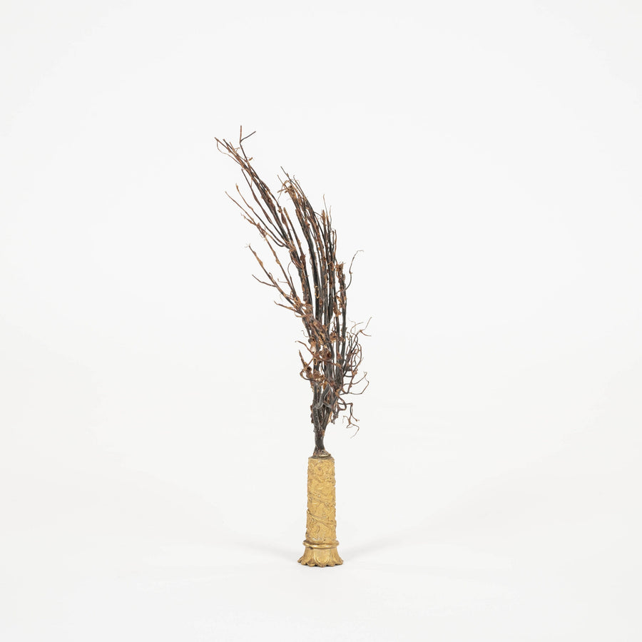Black Coral Sea Fan Sculpture~ Napoleon III Bronze Doré Fragment