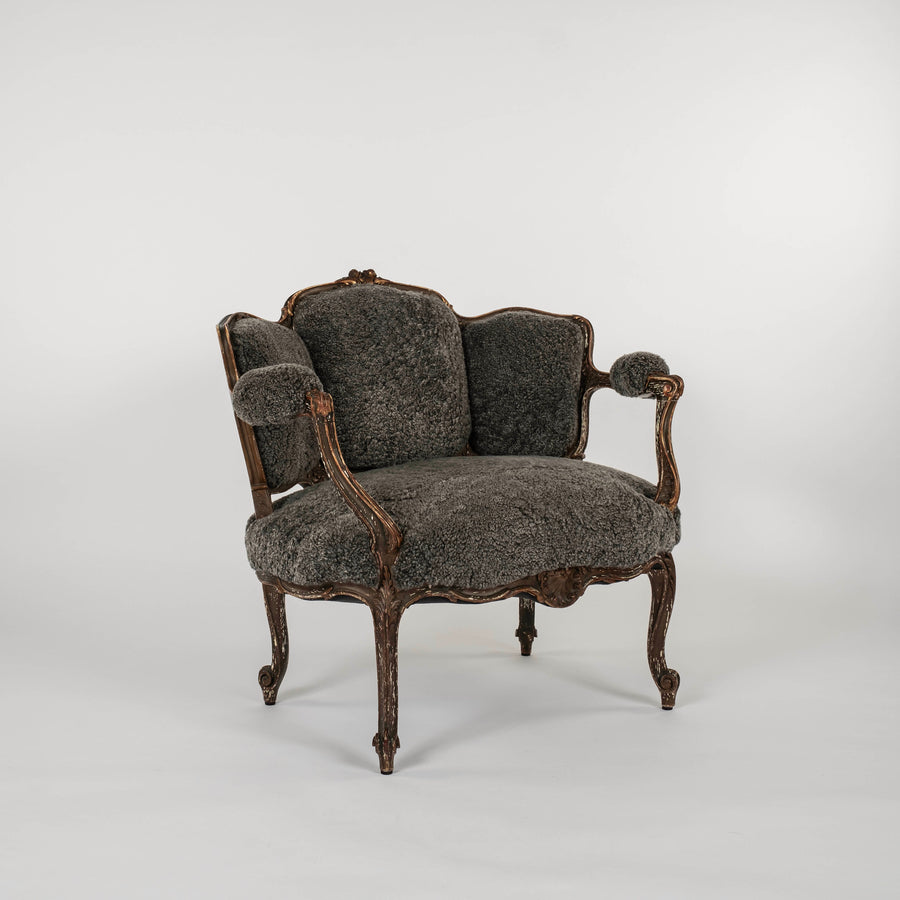 18th Century French Louis XV Sheepskin Bergère