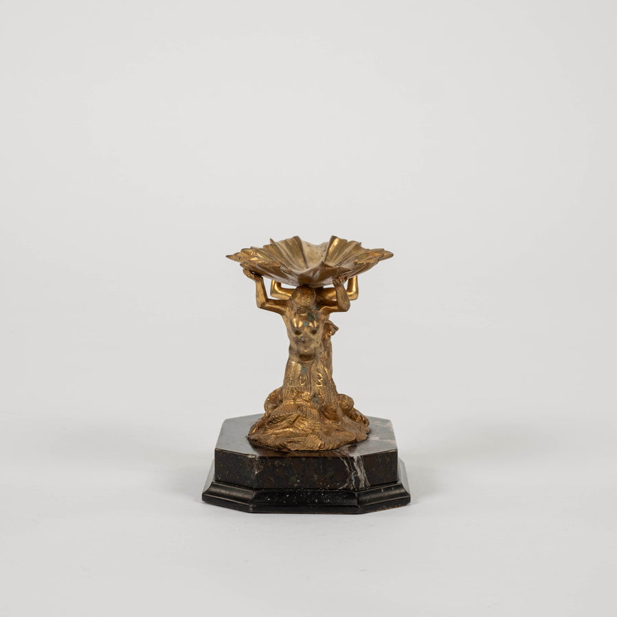 19th Century Empire Gilt Bronze Mermaid Merman Garniture