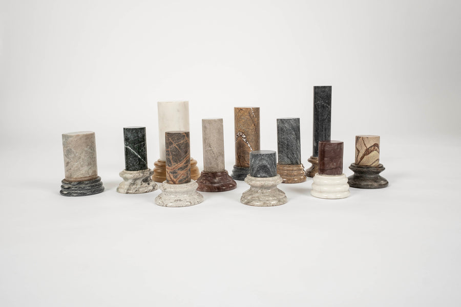 Dark Gray & Rainforest Brown Grand Tour Style Marble Pedestal