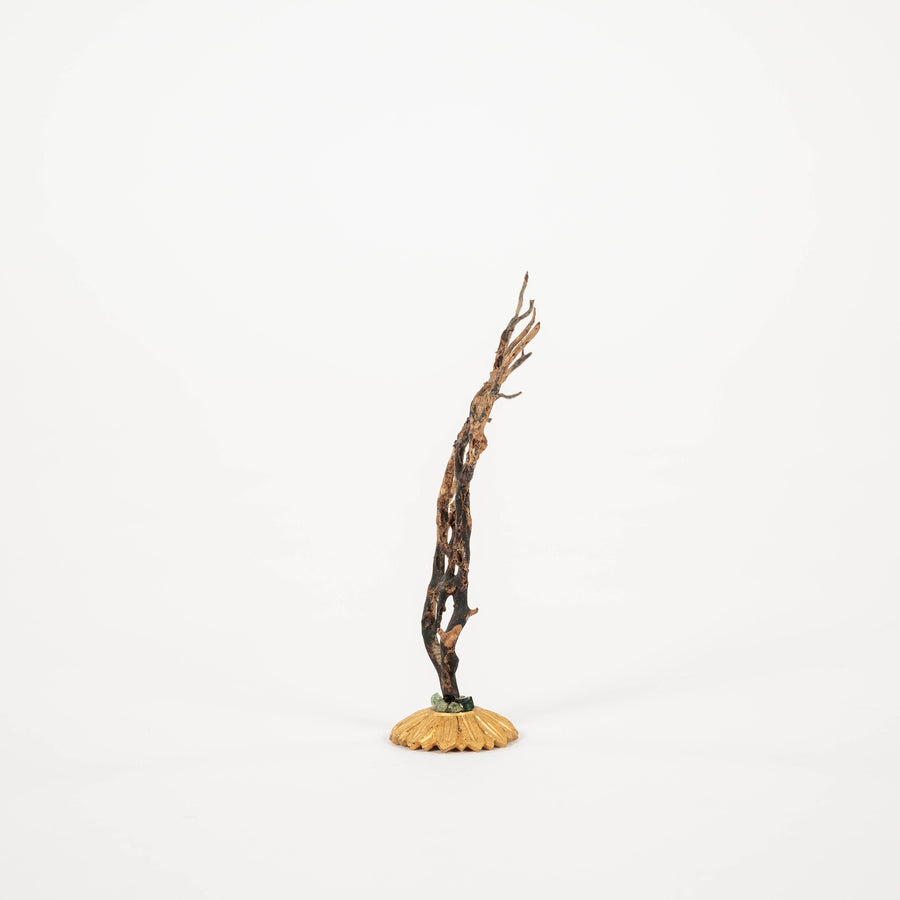 Black Coral Sea Fan Sculpture~ Napoleon III Bronze Doré Fragment