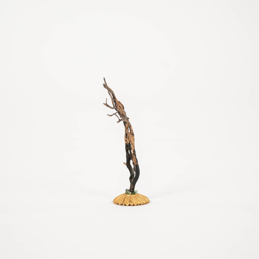 Black Coral Sea Fan Sculpture~ Napoleon III Bronze Doré Fragment