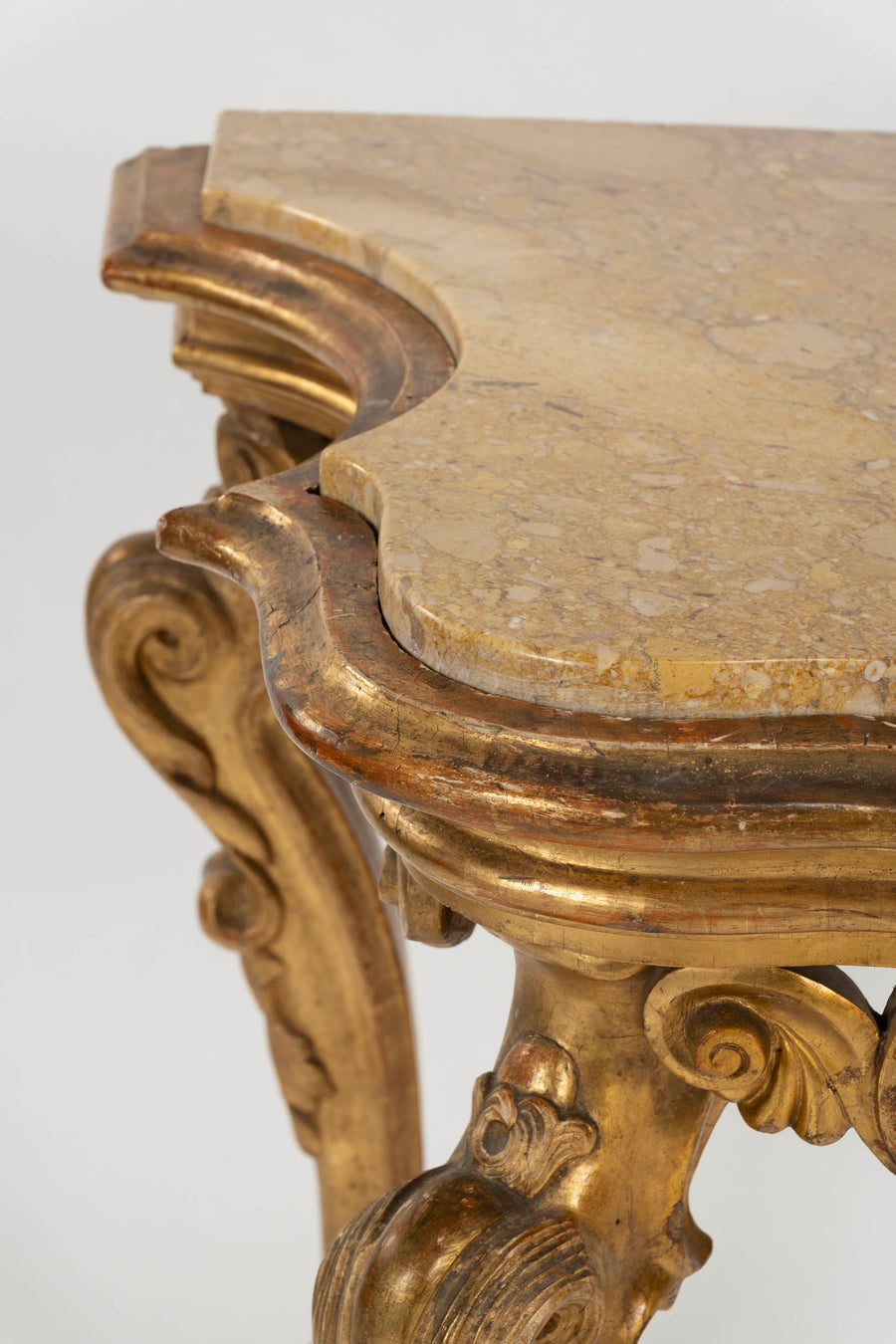 18th Century Venetian Giltwood Marble Top Console Table