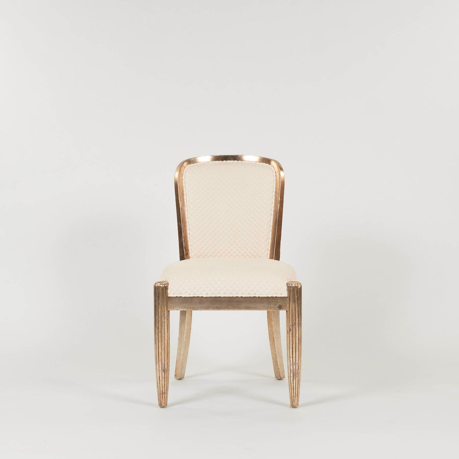 Pair Art Deco Style Silver Gilt Side Chairs