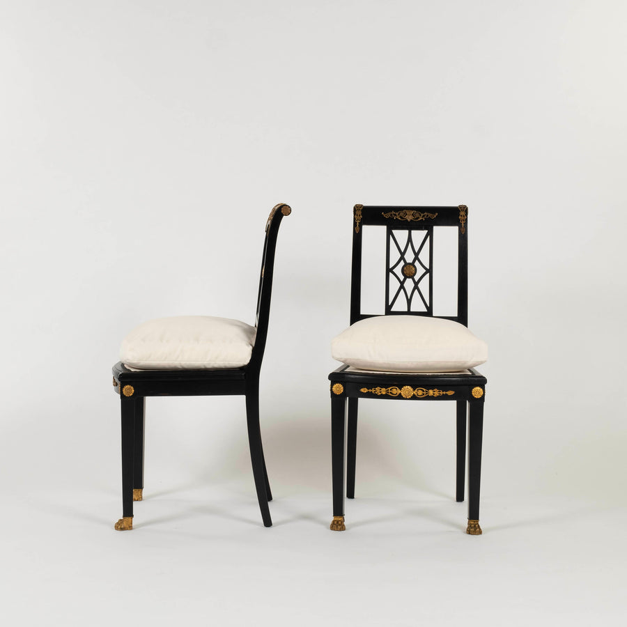 Ebonized Italian  Empire Style Side Chair