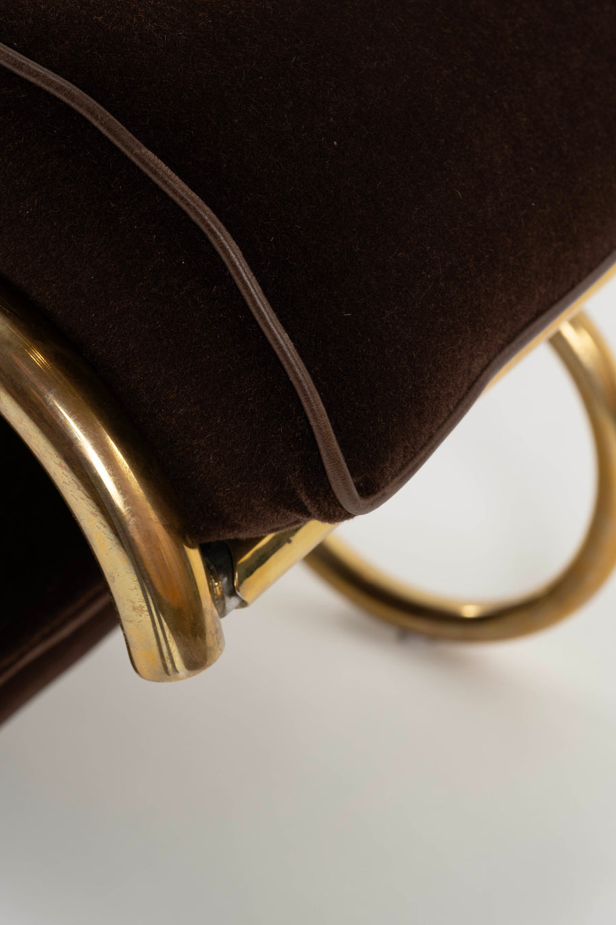 Pair 1970s Guzzini Italian Tubular Brass Lounge Chairs