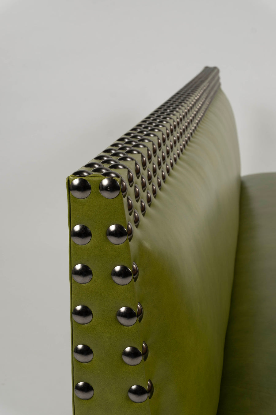 Green Leather Studded Banquette