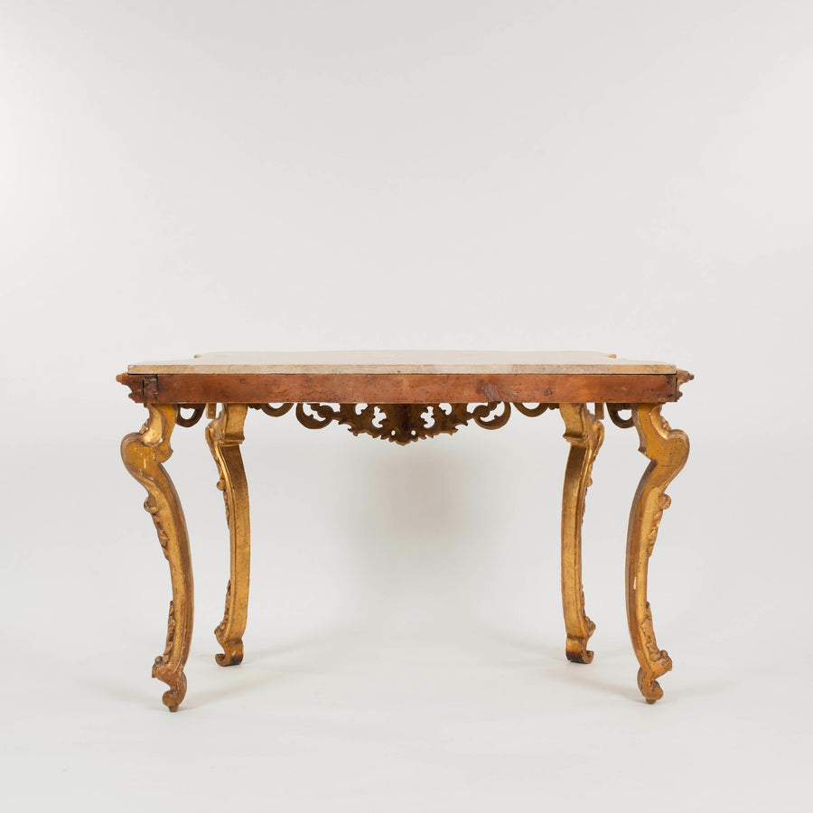 18th Century Venetian Giltwood Marble Top Console Table