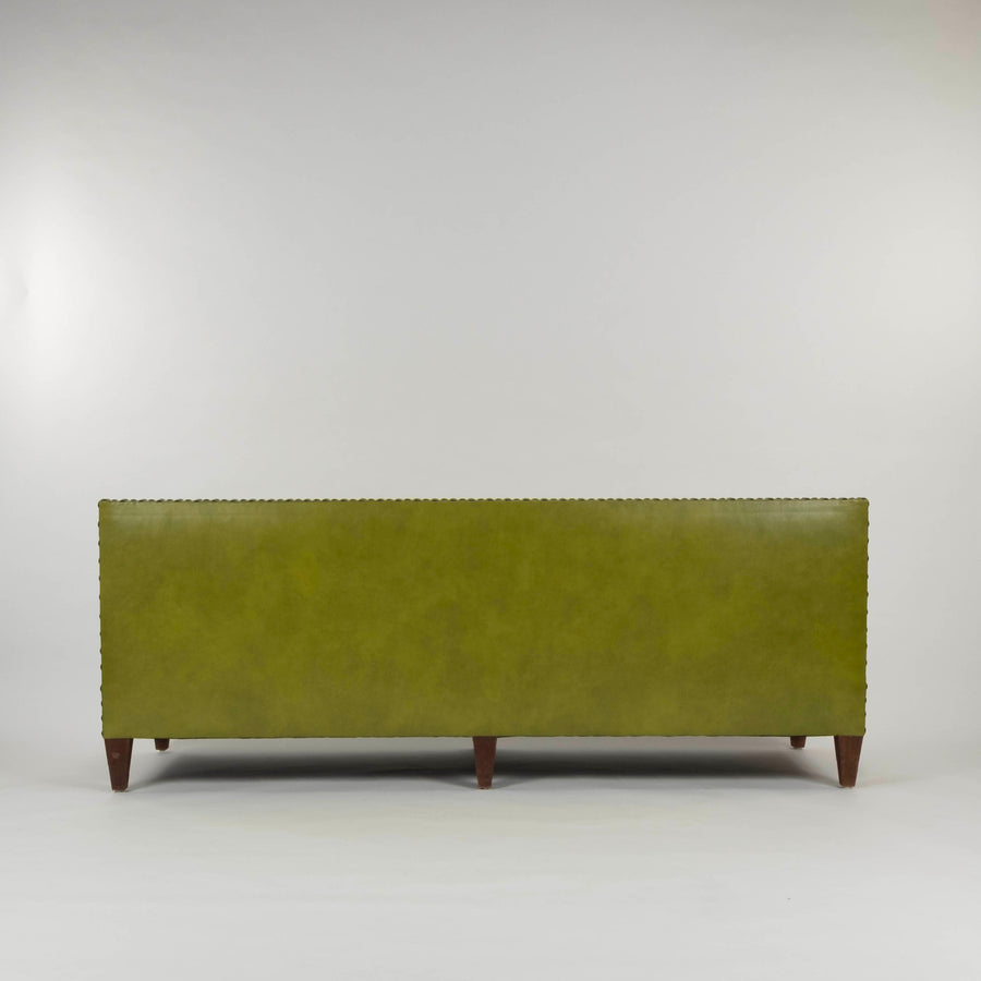 Green Leather Studded Banquette