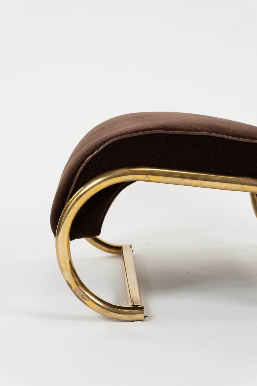 Pair 1970s Guzzini Italian Tubular Brass Lounge Chairs