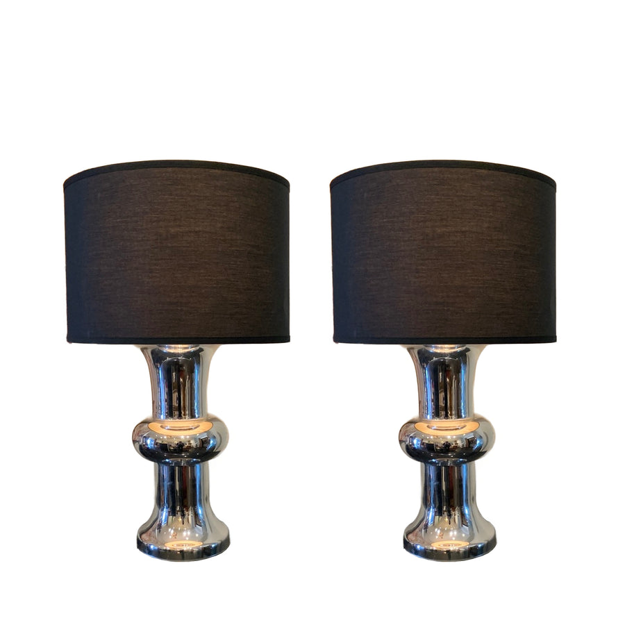 Pair Mirrored Lamps
