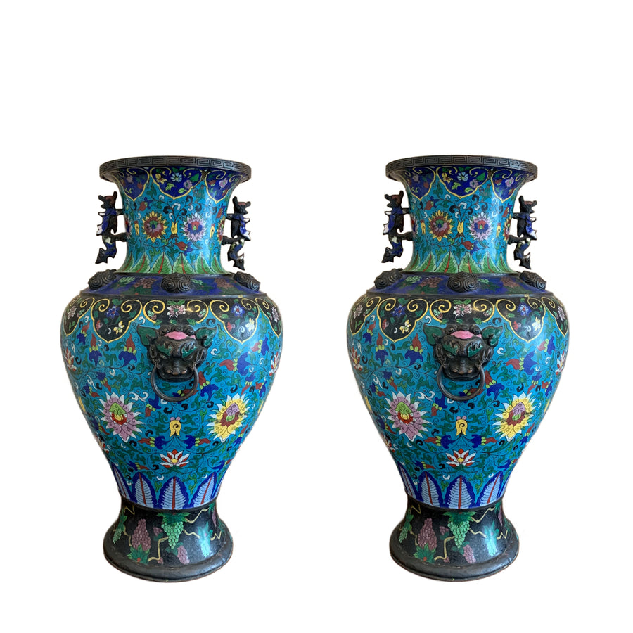 Pair 19th Century Cloisonné Vases