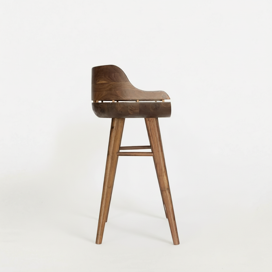Curva Solid Walnut Barstool