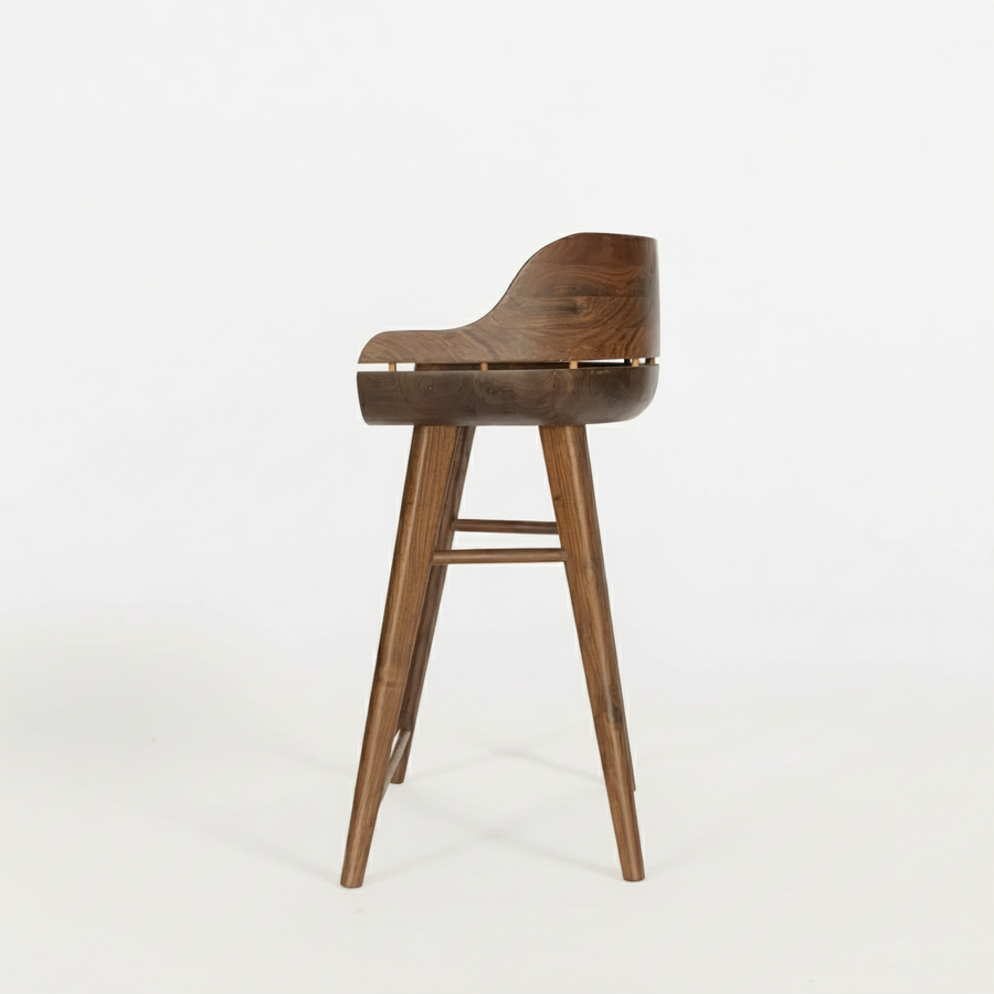 Curva Solid Walnut Barstool