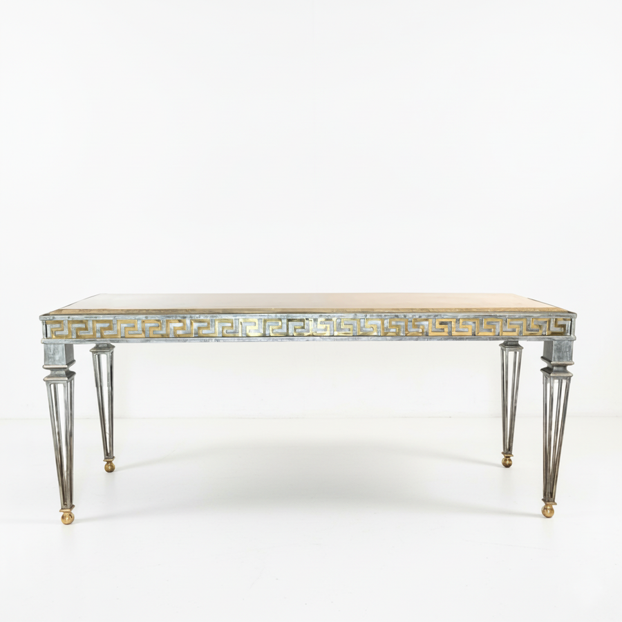 Maitland Smith Steel & Brass Greek Key Console