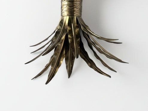 Pair Vintage French Brass Sheaf Sconces