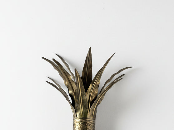 Pair Vintage French Brass Sheaf Sconces